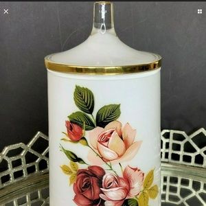 Vintage Decanter Roses Storage Dresser Barware #M1